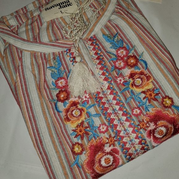 Red Stripe Embroidered Tank Top - Picture 3 of 6